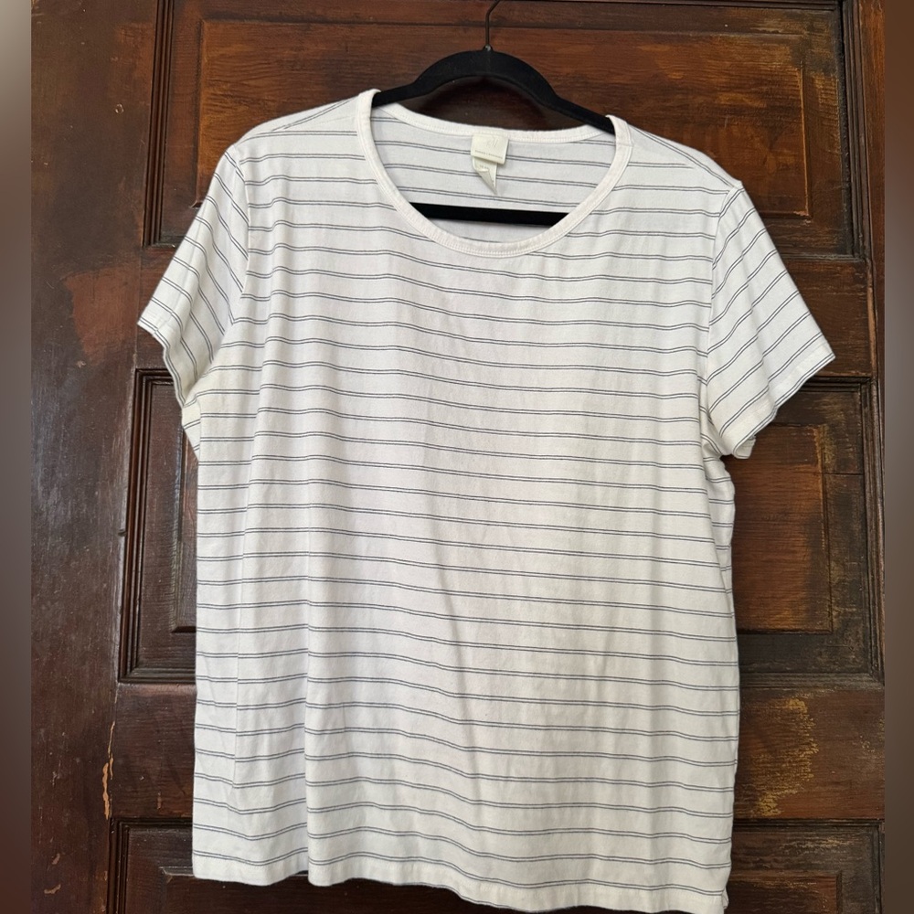 H&M White and Black Striped Tee